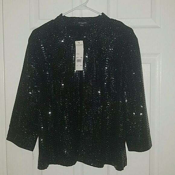 Notations black sparkling evening jacket Sz. PXL NWT - Picture 1 of 6